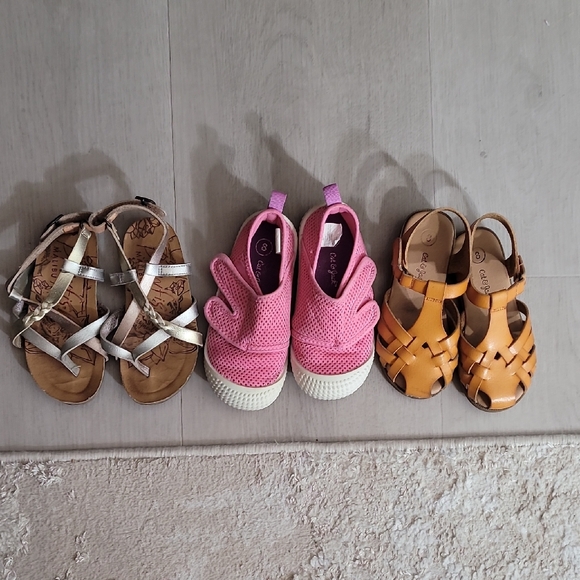 Cat & Jack Other - Bundle Toddler Girl Shoes Sandals Size 8 Water Shoes Blowfish Leather Brown Tan